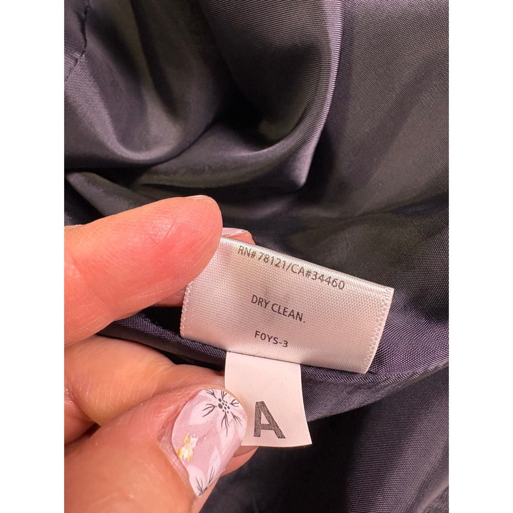 Eileen Fisher Steel Satin Coat S Black Metallic Ruffle Collar Lightweight Shiny - Picture 6 of 9